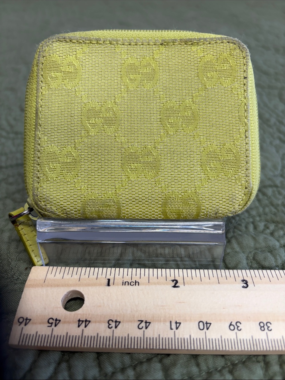 Gucci Yellow GG Monogram Zip Coin Pouch
